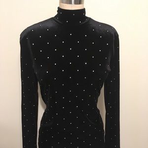 Black Velvet Rhinestone Turtleneck H&M long sleeve